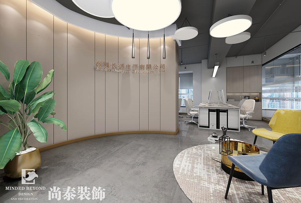 100平米辦公室前廳翻新裝修設計效果圖