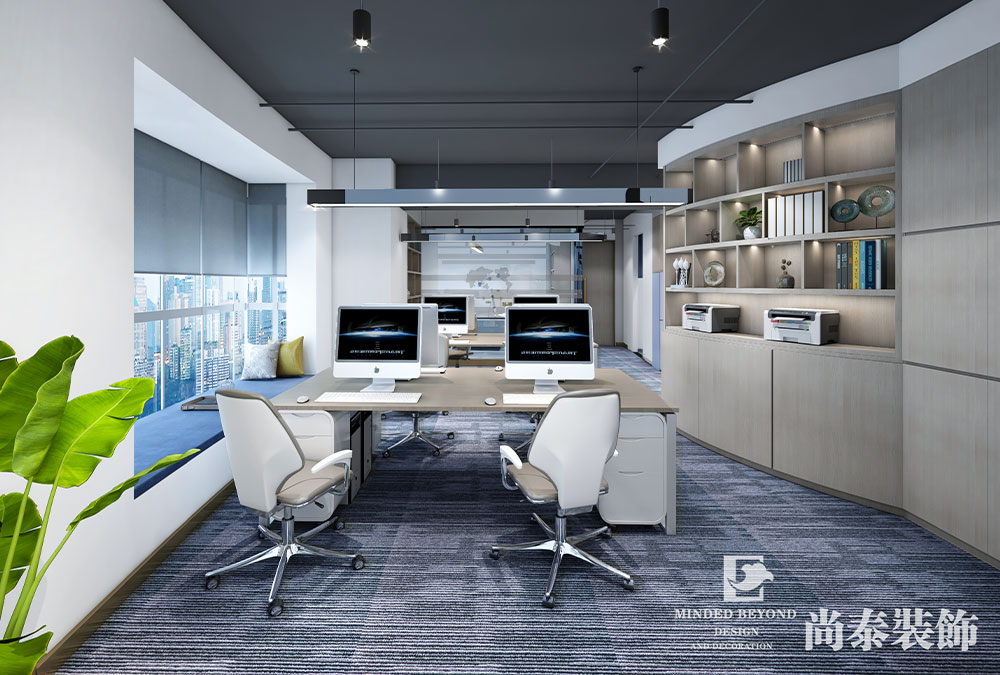 100平米辦公室公共辦公區(qū)翻新裝修設計