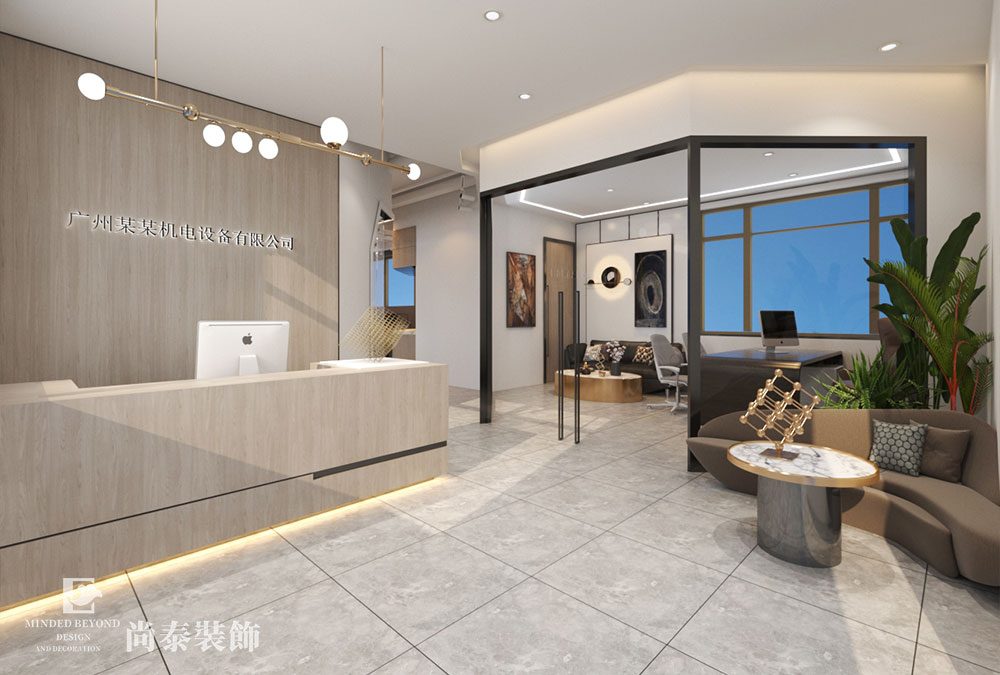 銷售公司現(xiàn)代簡約風(fēng)格辦公室前廳裝修設(shè)計效果圖