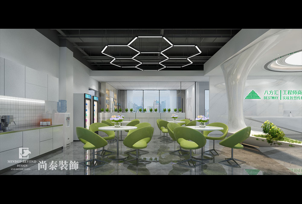 200平米現(xiàn)代科技風(fēng)格辦公室茶水間裝修設(shè)計(jì)